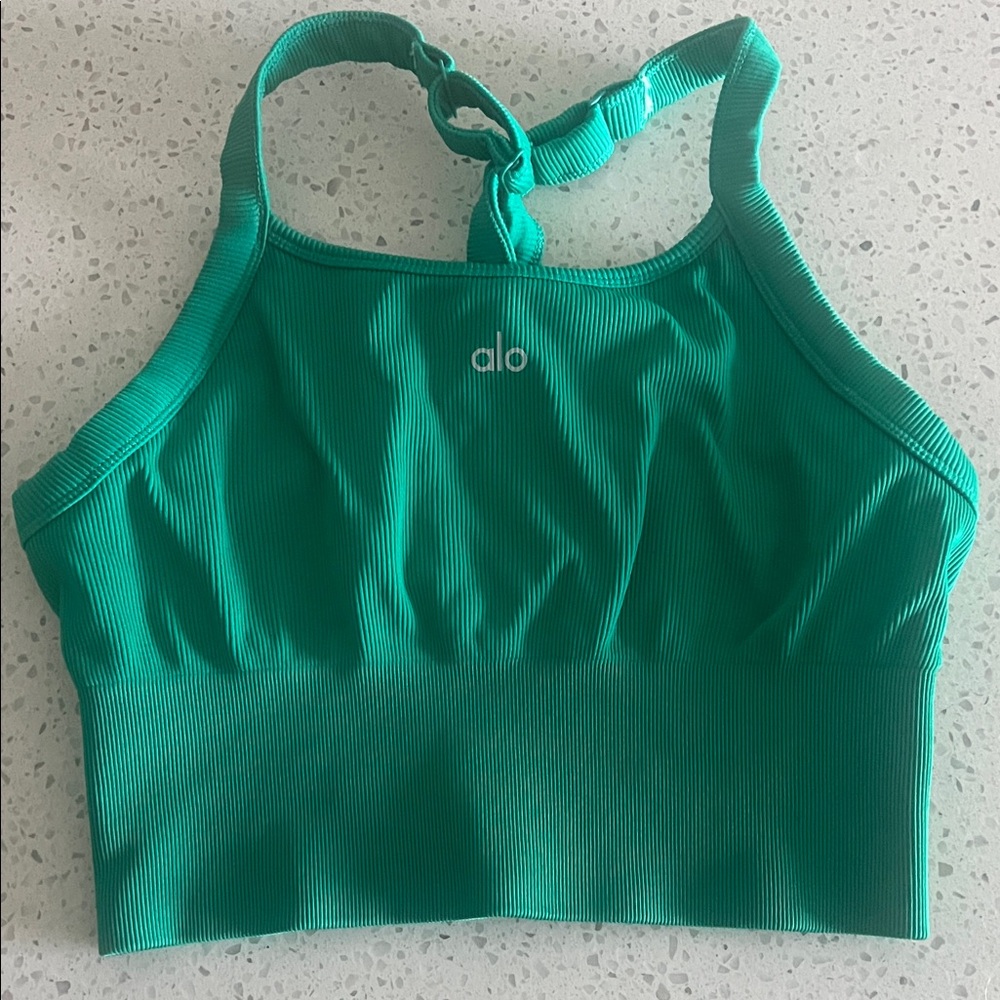 ALO Yoga Green Ribbed Tank Top